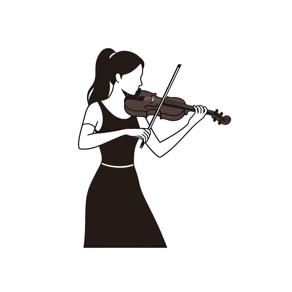 A woman playing the violin on a white background vector