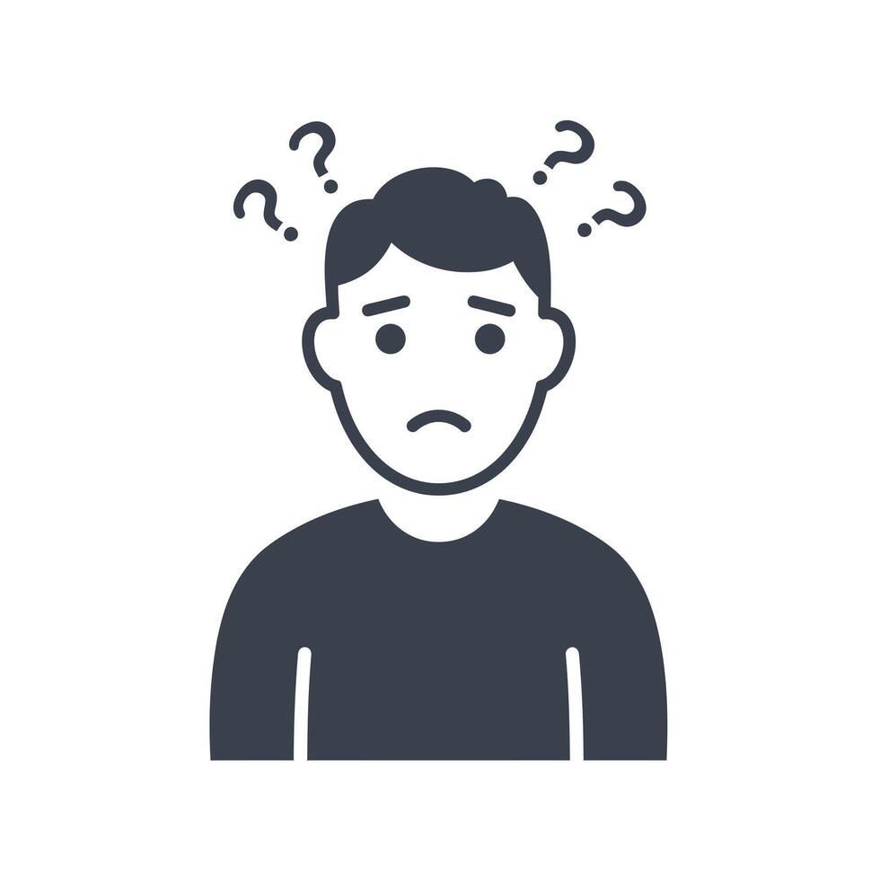 A man with question marks on his head vector