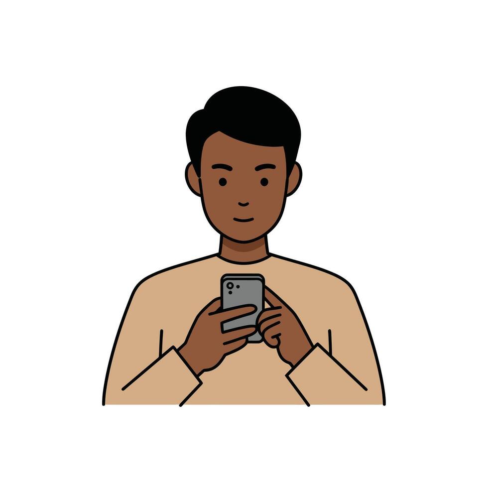 A man holding a phone in his hand vector