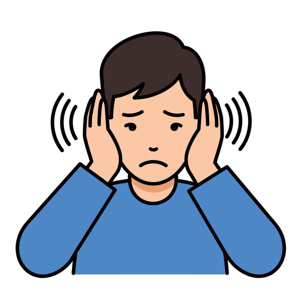 A man with his hands on his ears vector