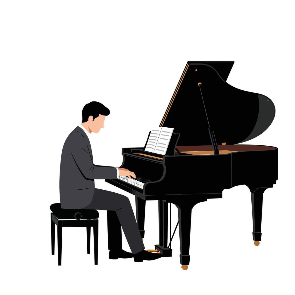 A man in a suit is playing the piano vector