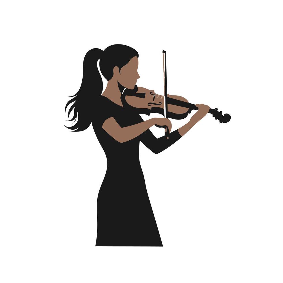 A woman playing the violin on a white background vector