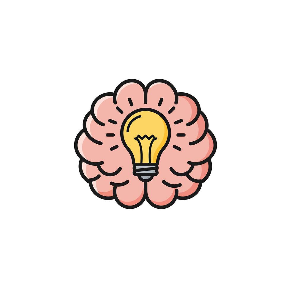 A brain with a light bulb inside it vector