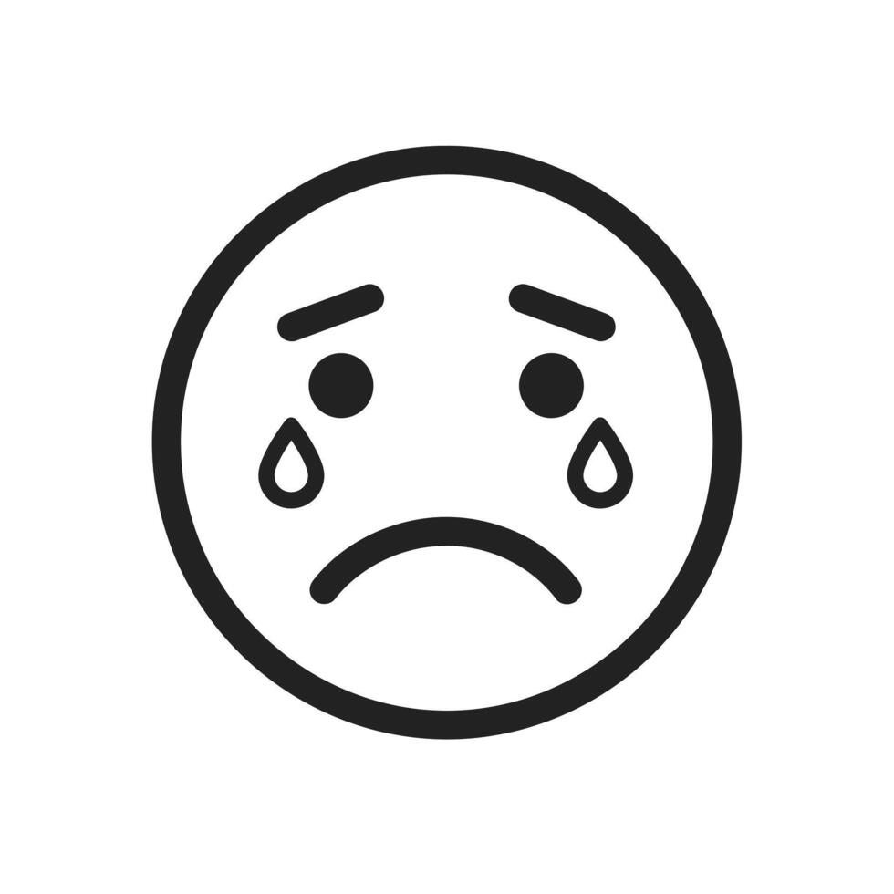 A black and white icon of a sad face vector