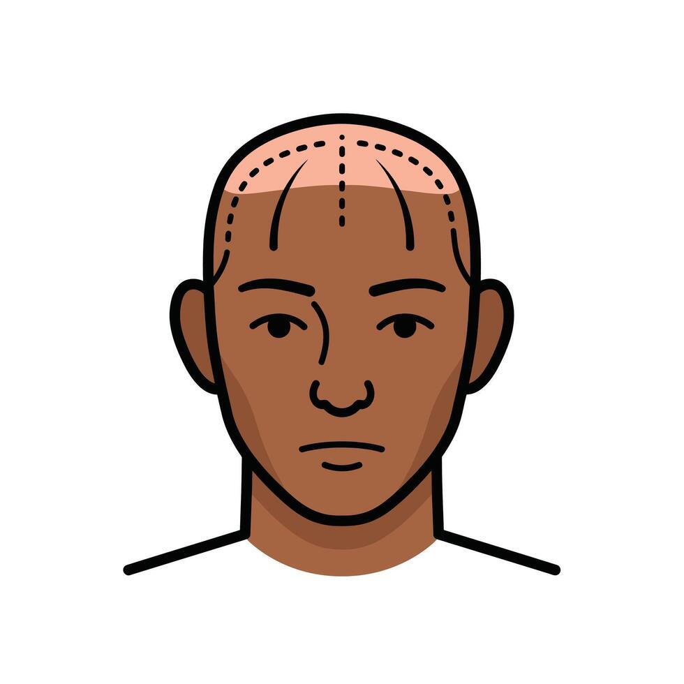 A man with a bald head and a tattoo on his forehead vector