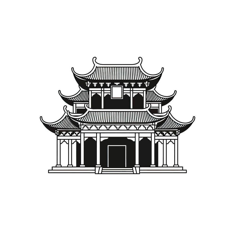 Chinese architecture icon illustration vector