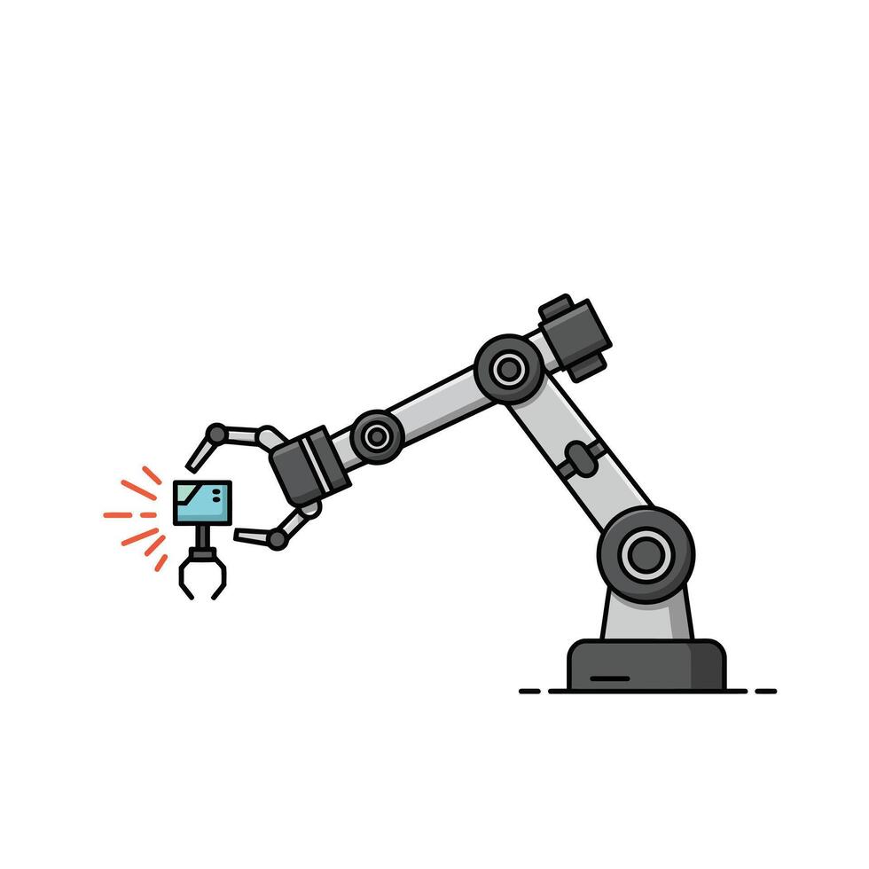 A robot holding a box with a light on it vector