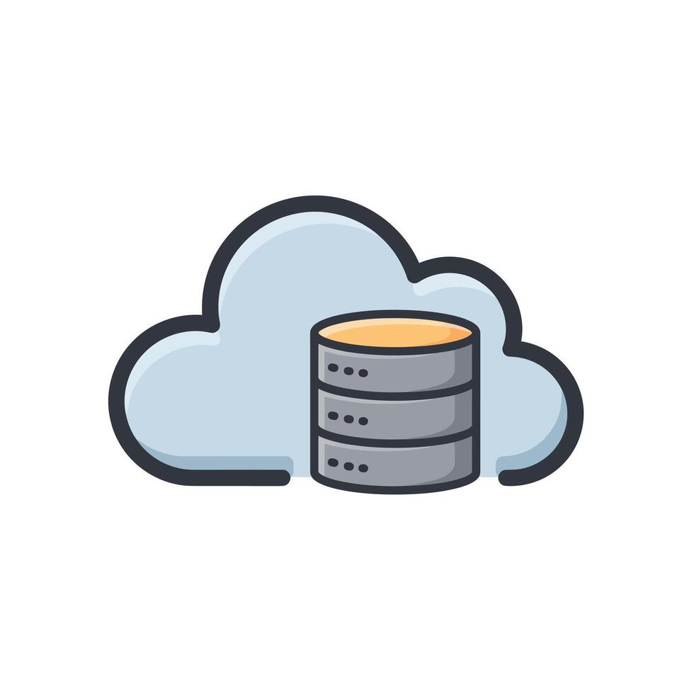 A cloud with a stack of data storage vector