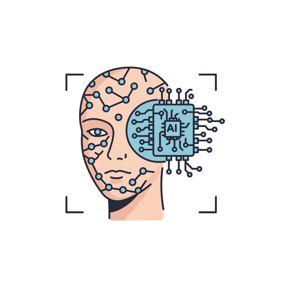 A man's head with a circuit board on it vector