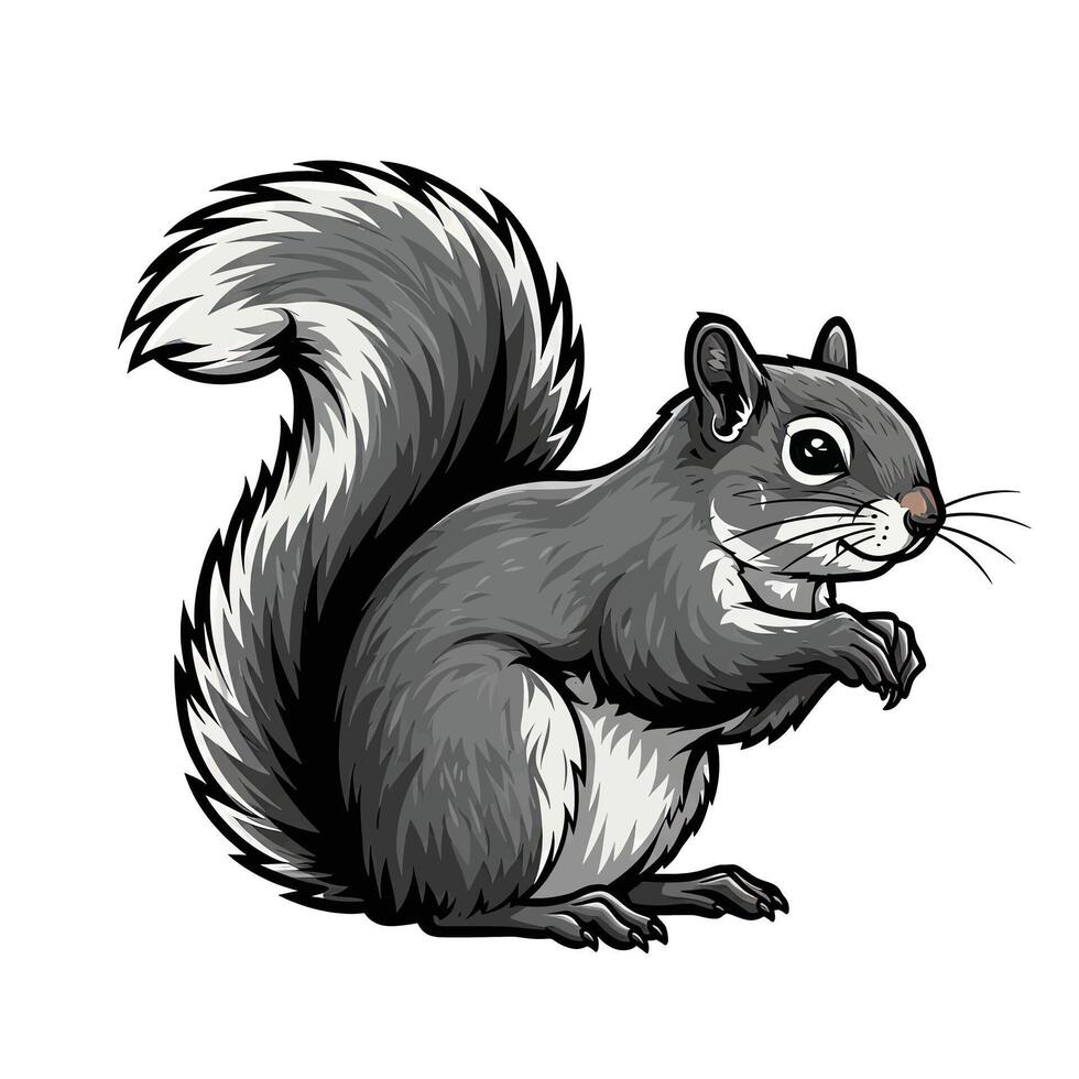 A cartoon squirrel with a black tail vector