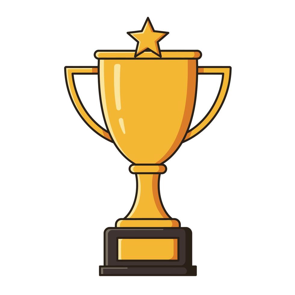 Gold trophy cup with star on top isolated on white background vector