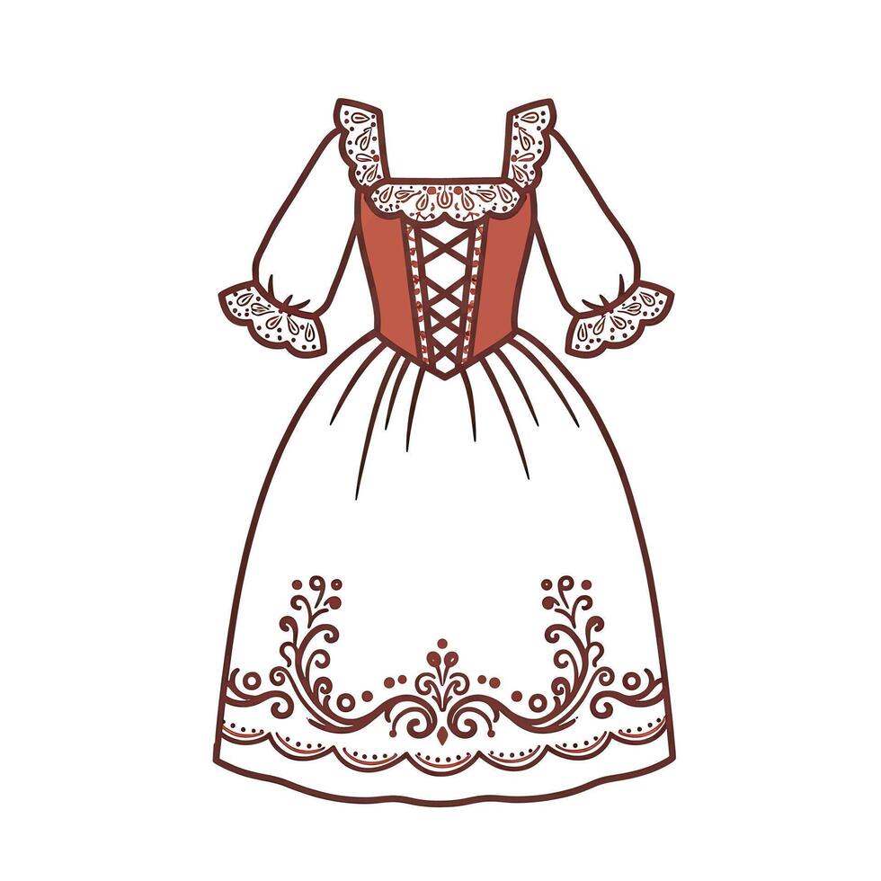 A dress with a red and white design vector