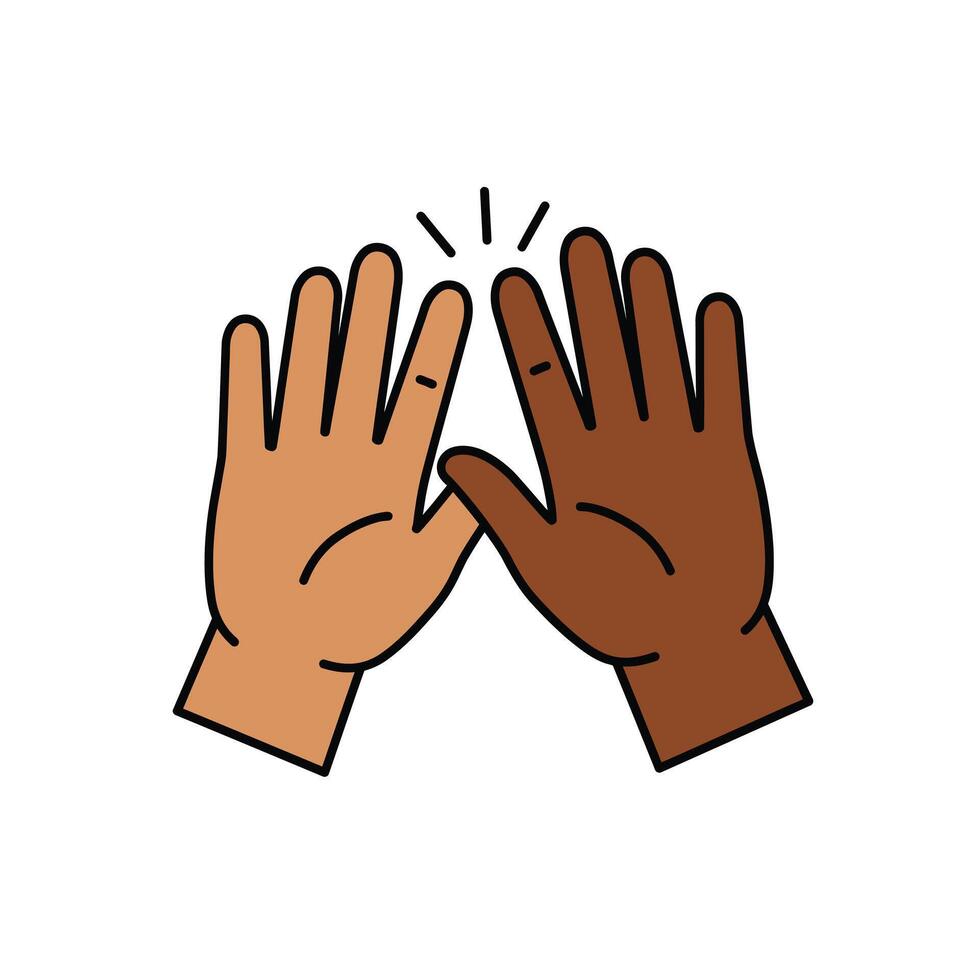 Two hands giving each other a high five vector