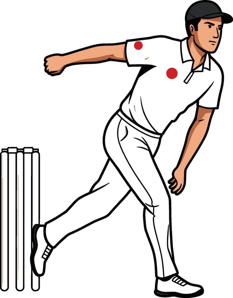 Cricket player clipart vector