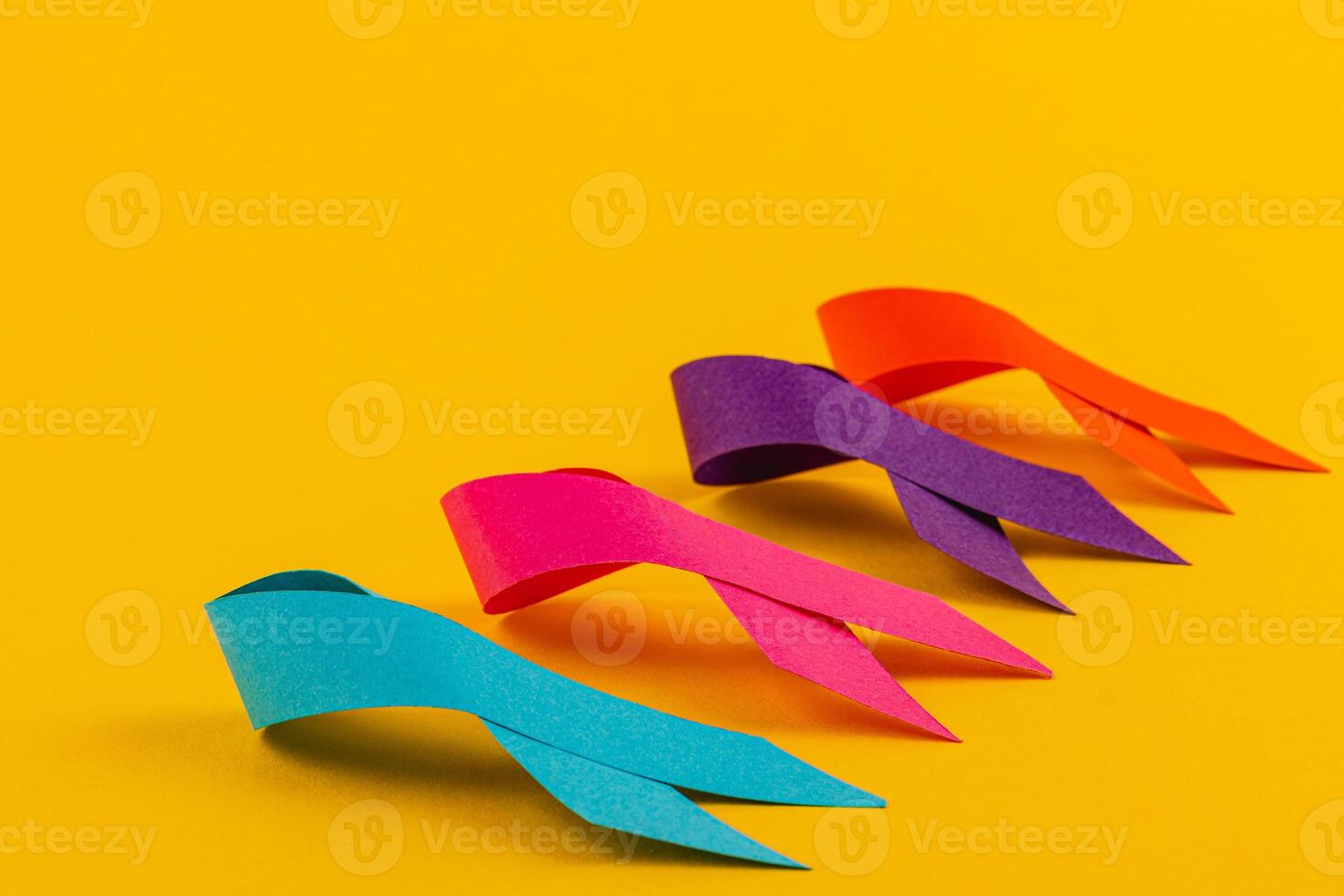Ribbons of hope represent cancer awareness and support for various causes photo