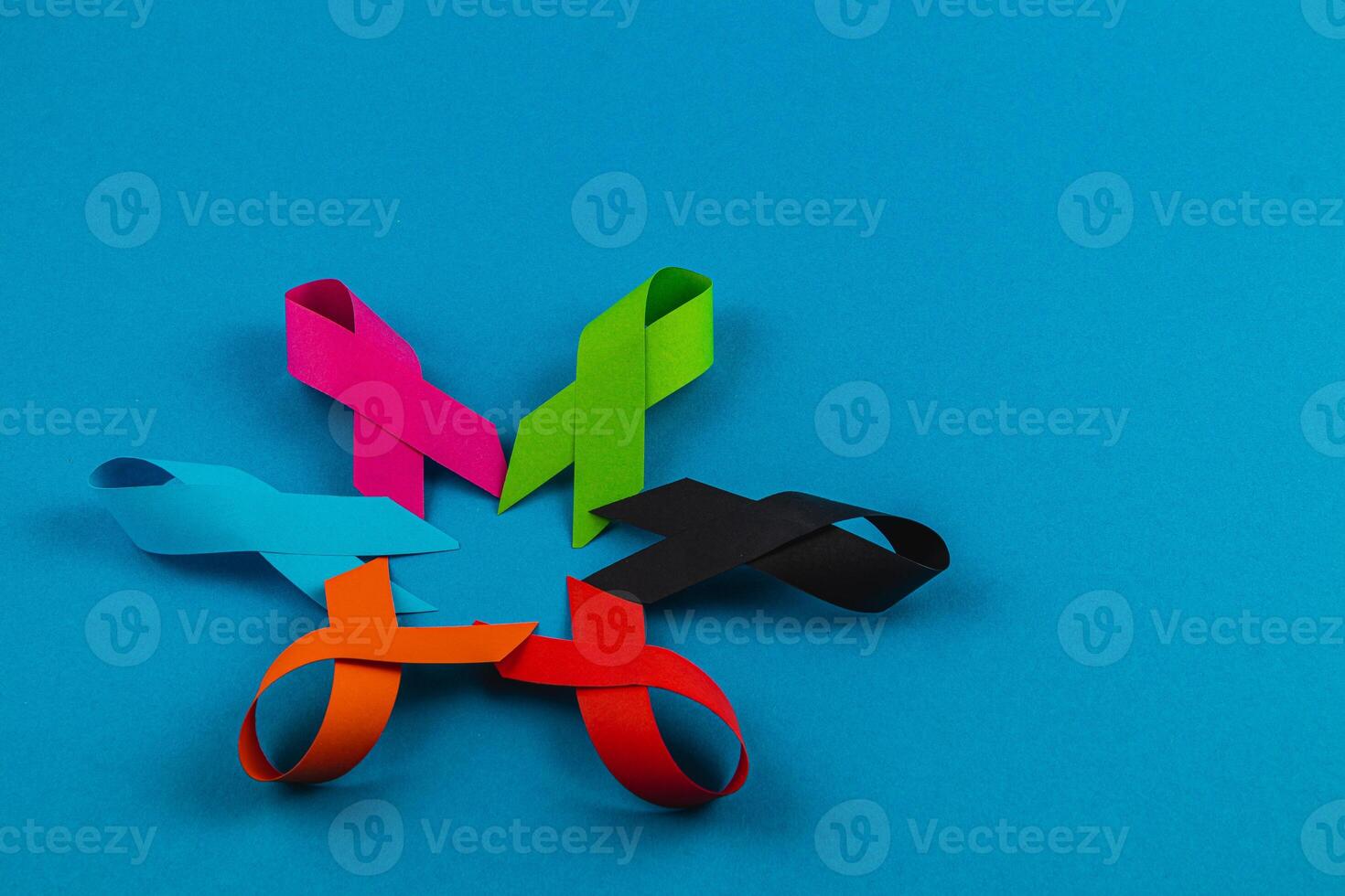 Colorful awareness ribbons symbolize, support for various health campaigns photo