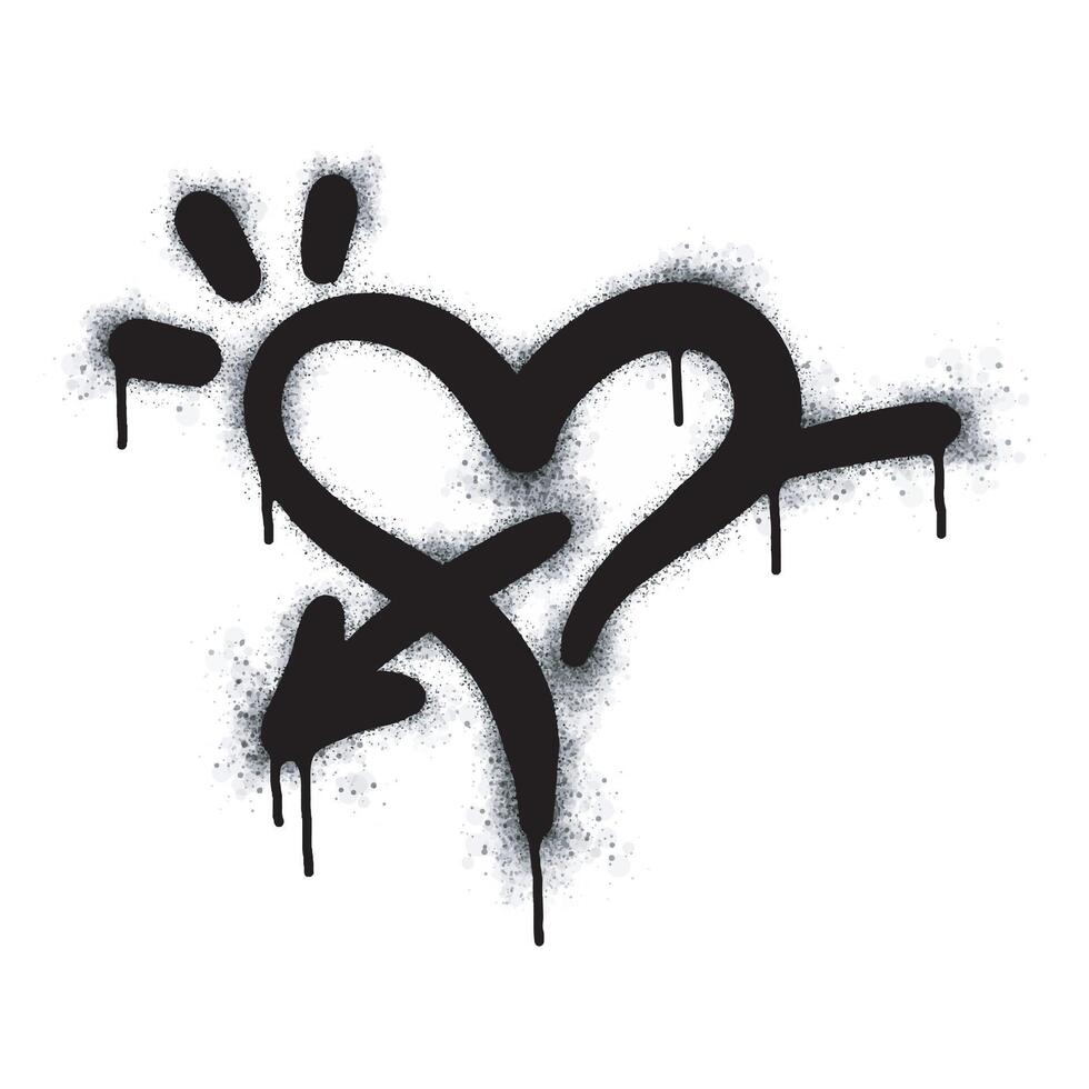 Spray Painted Graffiti heart icon Sprayed isolated with a white background. graffiti love icon with over spray in black over white. vector