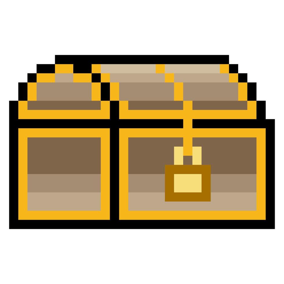 Treasure chest in pixel art vector