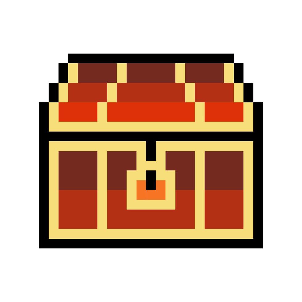 Treasure chest in pixel art style on white background vector