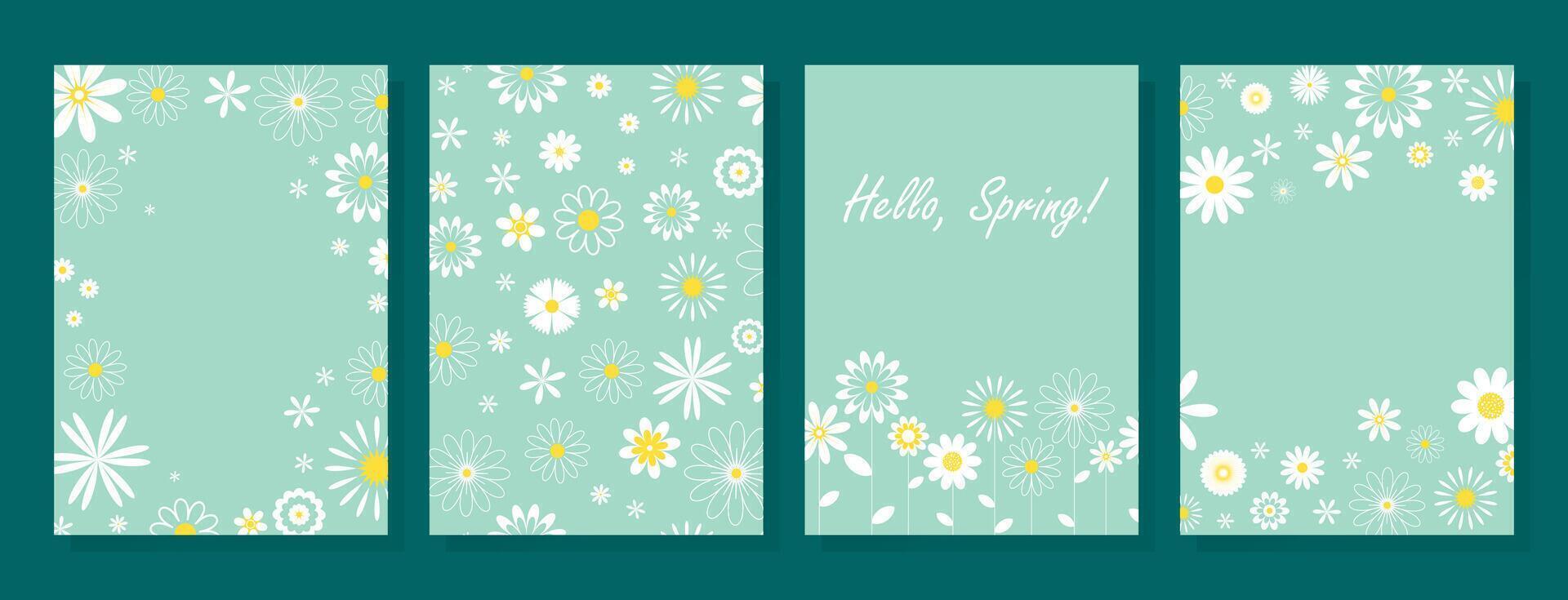 Set of spring themed cards vector