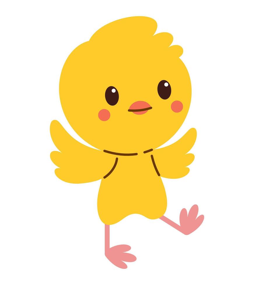 Cute Happy Easter Chick Illustration Representing Springtime Joy and Festive Holiday Spirit in a Playful Style. Perfect for Easter Cards Decorations and Seasonal Celebration Themes vector