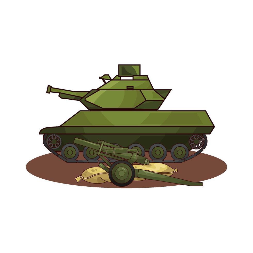 military tank with military mortar vector
