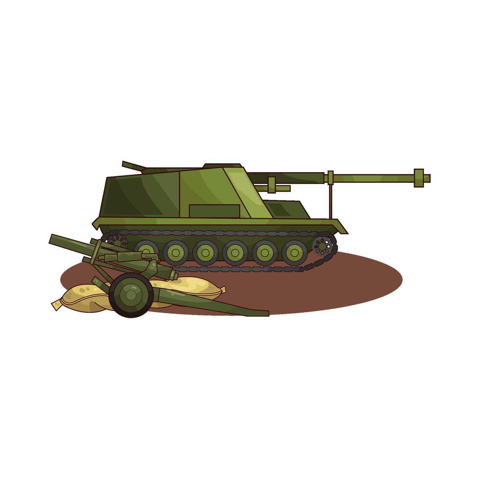 illustration of military mortar with tank vector