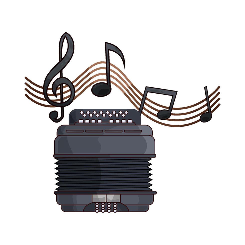 illustration of accordion with musical note vector