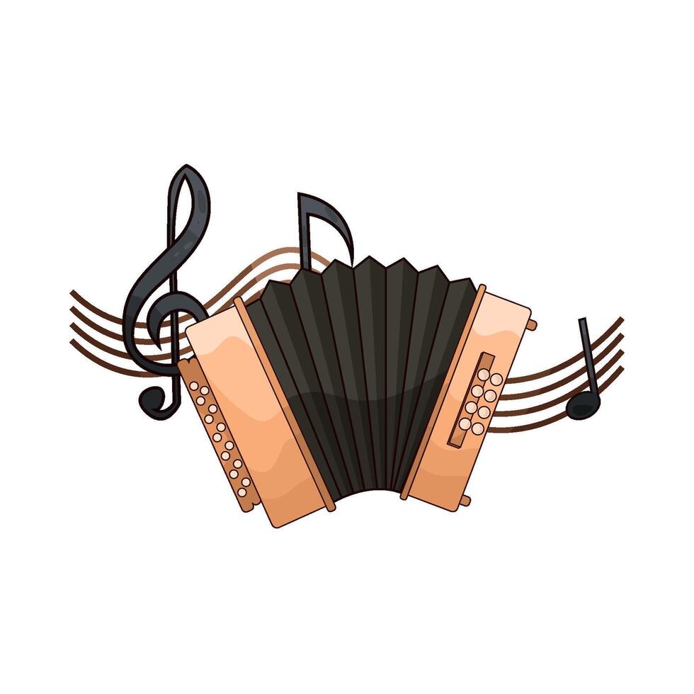accordion with musical note vector