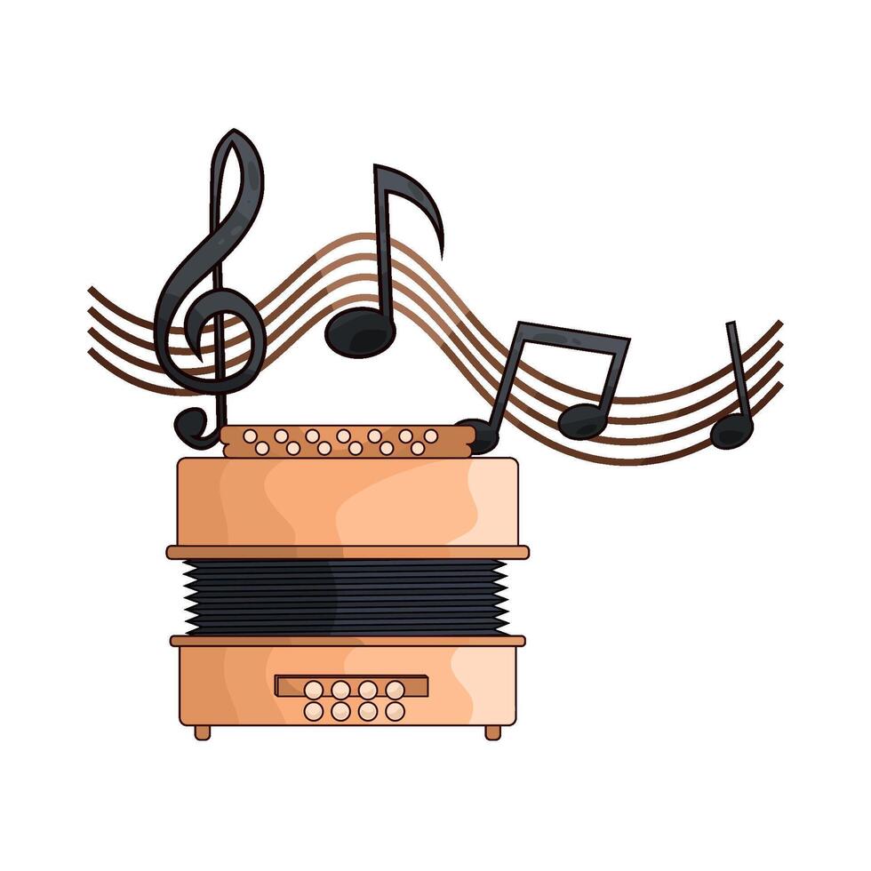illustration of accordion with music vector