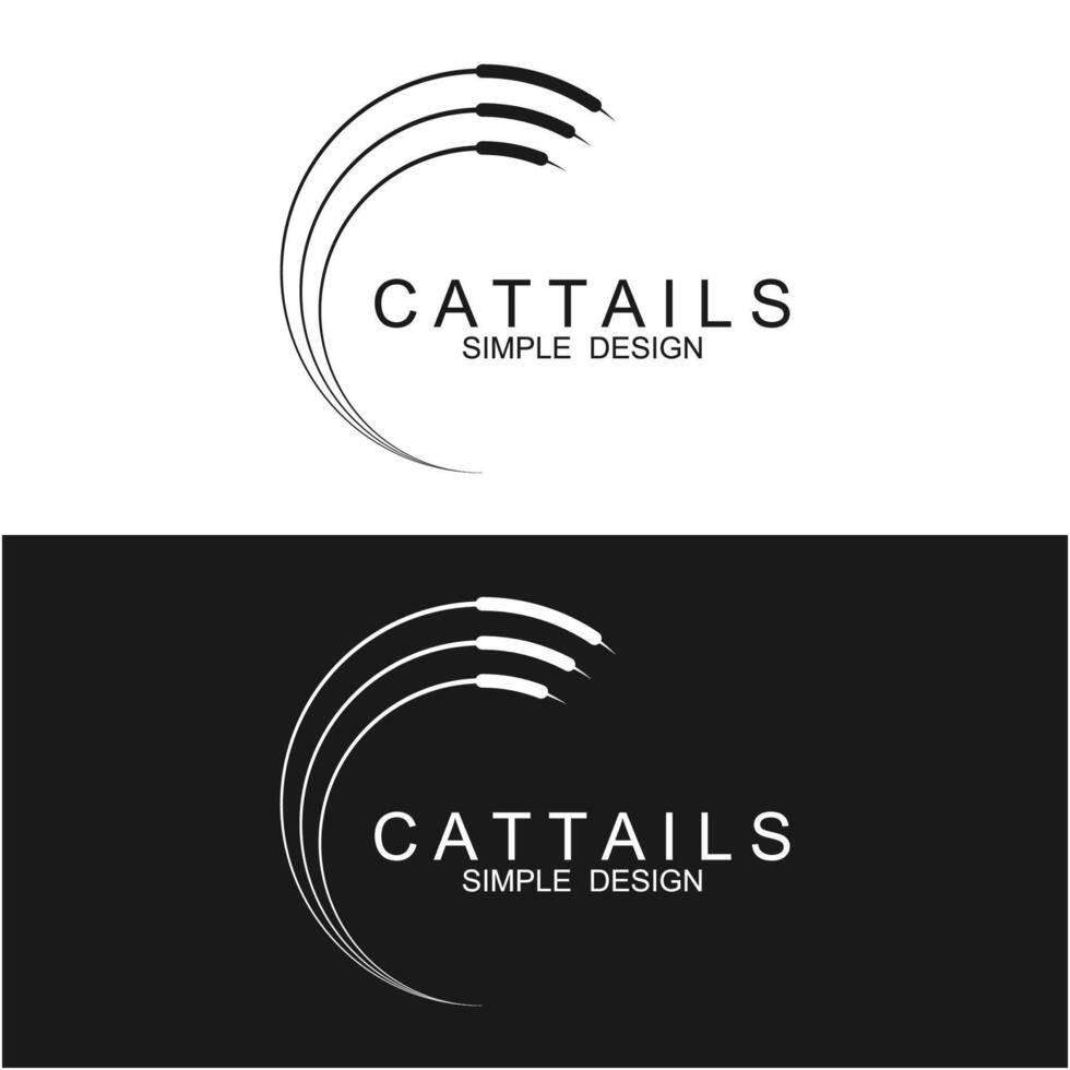 set of cattail grass logo vector