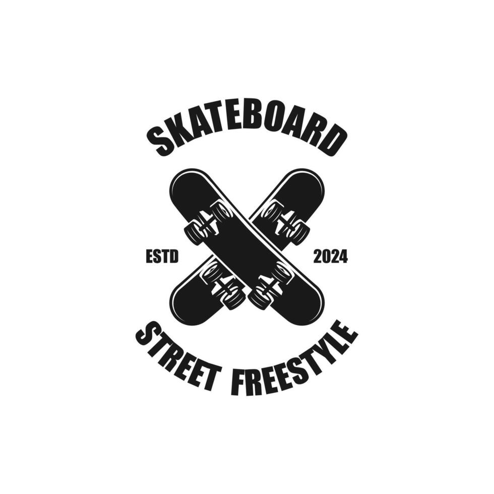 Vintage skateboarding logo with creative design vector