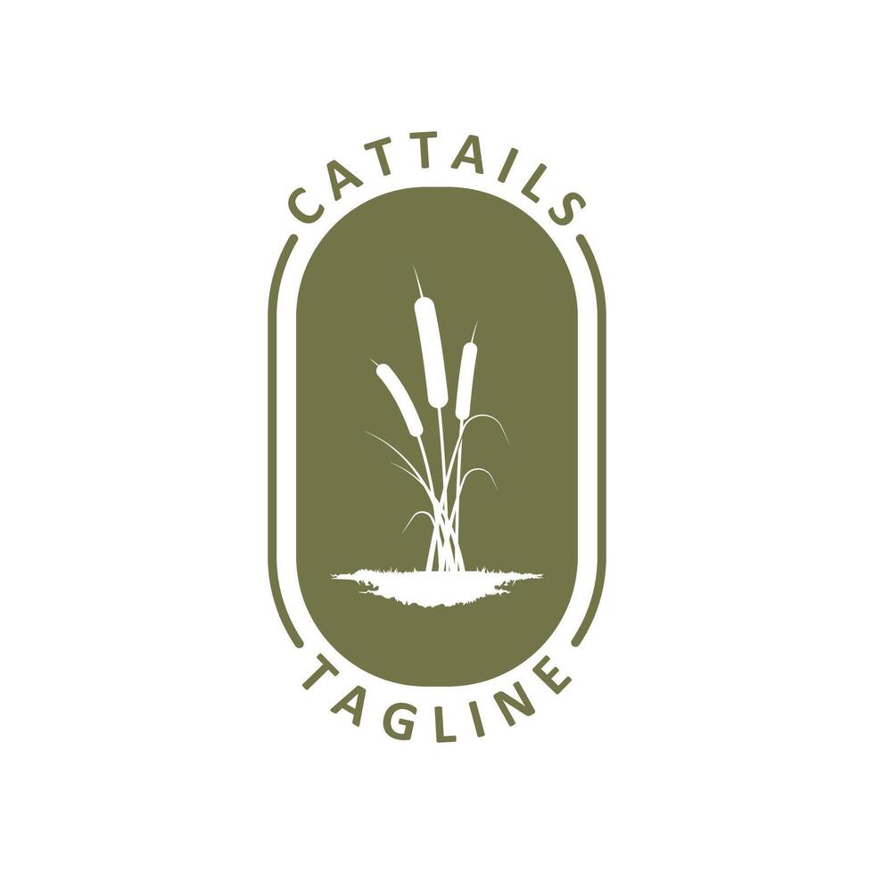 cattail grass logo illustration design, cattail silhouette logo design. vector