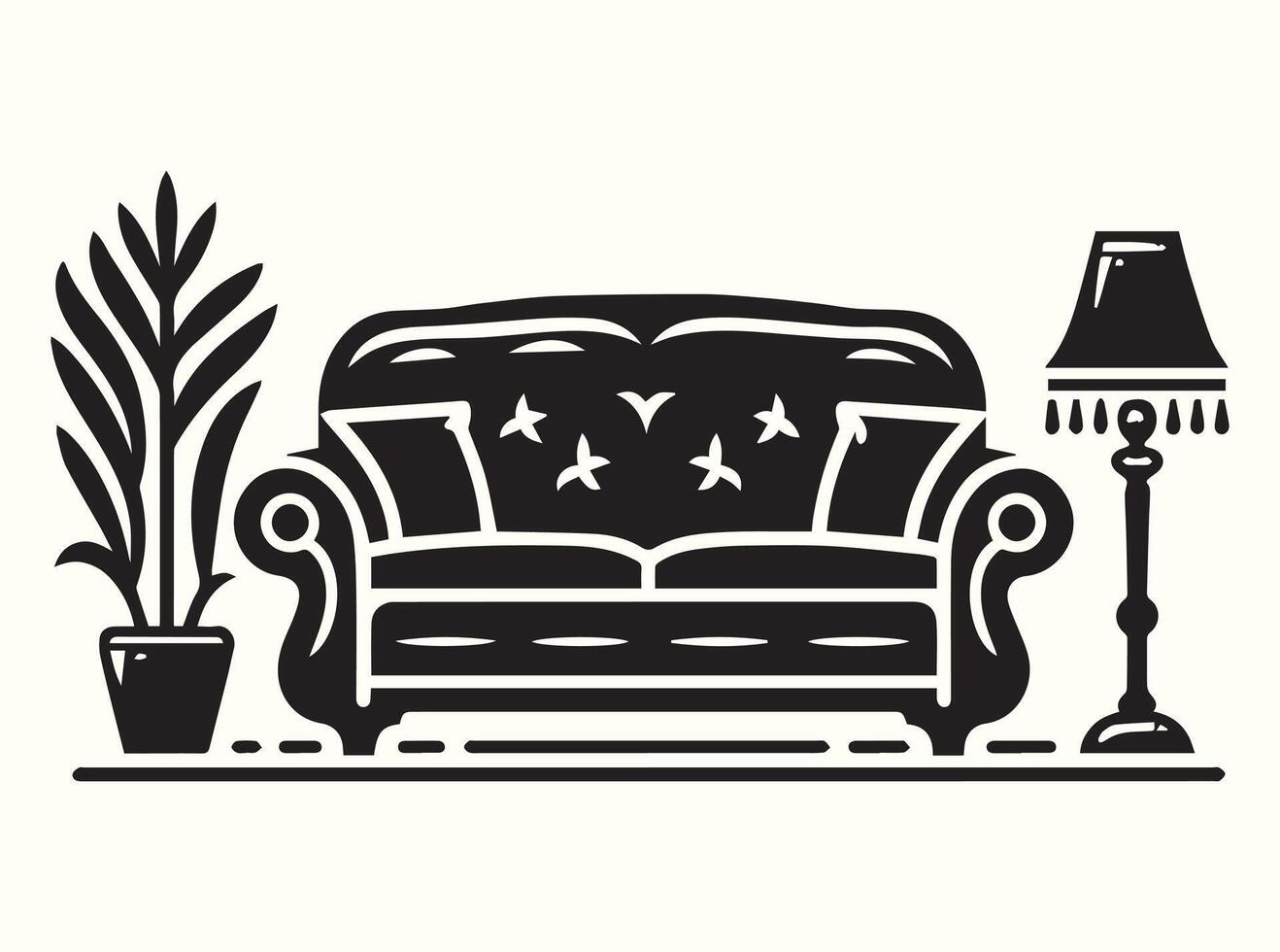 Silhouette of various couches in a simple black and white style vector