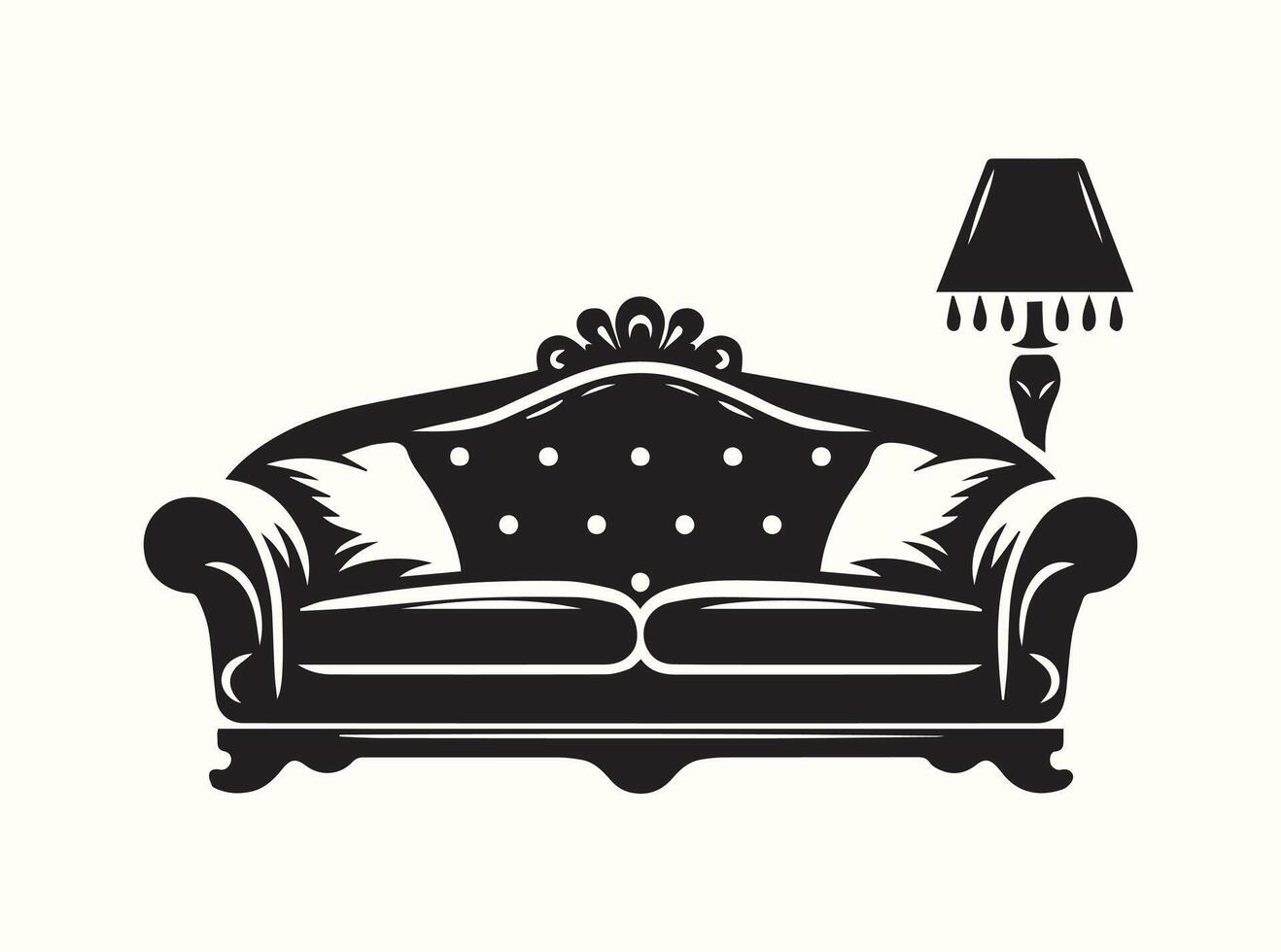 Sofa and couch silhouettes in a monochrome abstract style vector