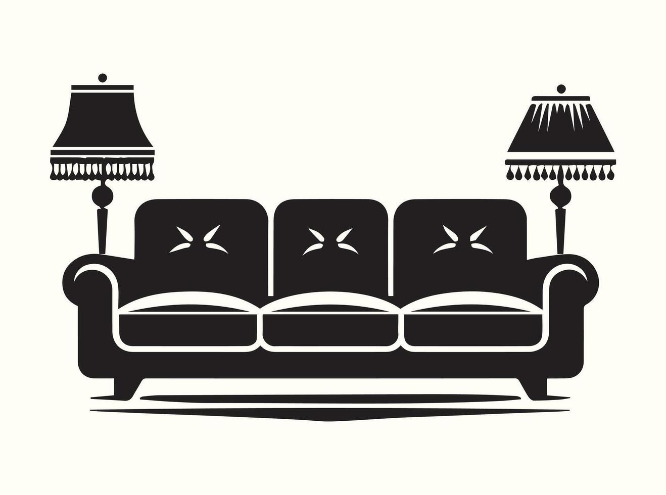 Silhouette collection of sofas and couches in monochrome vector