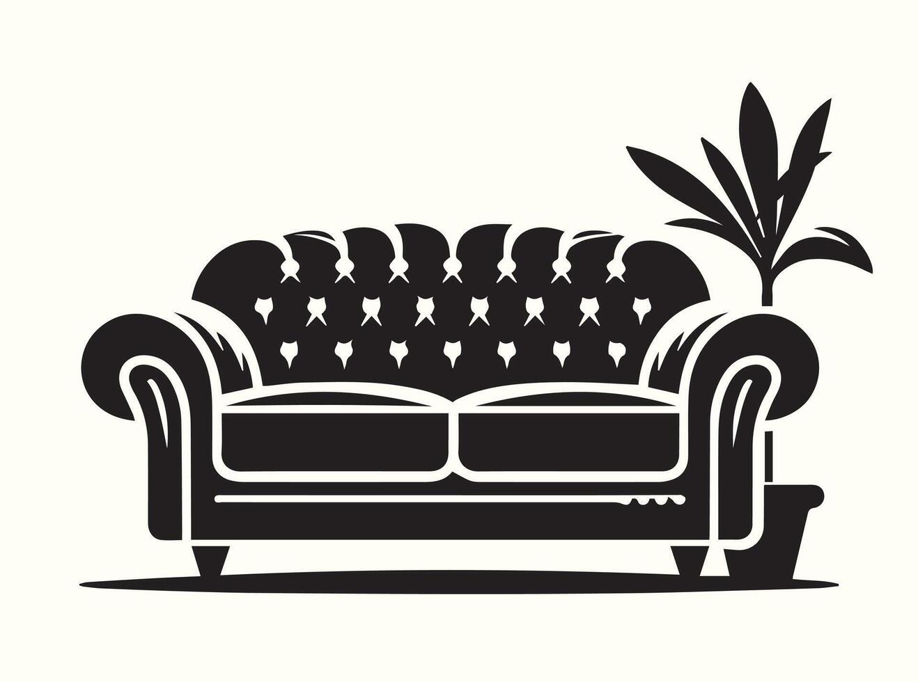 Abstract black and white illustration of couches and sofas vector