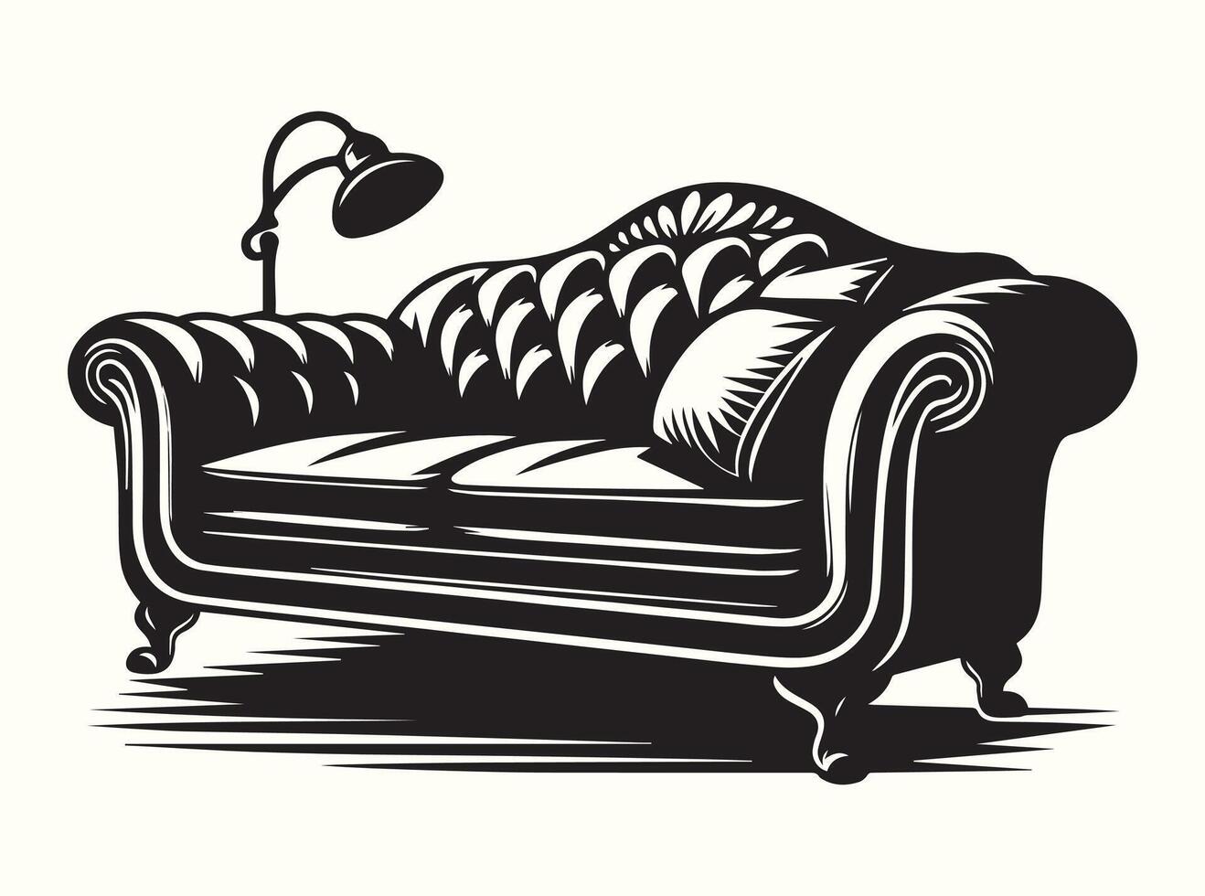 Abstract couch silhouettes in black and white vector