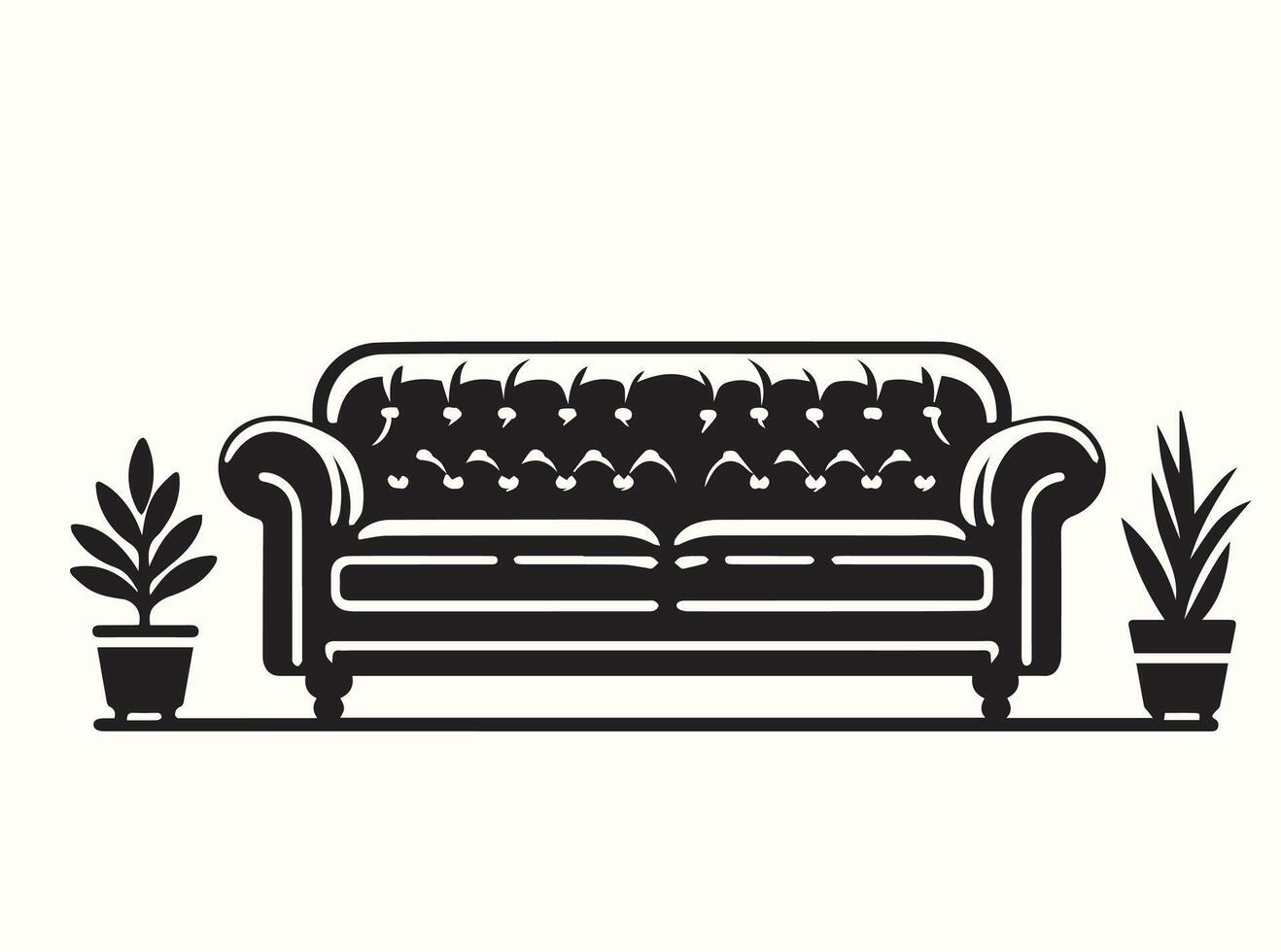 Black and white graphic of modern couch silhouettes vector