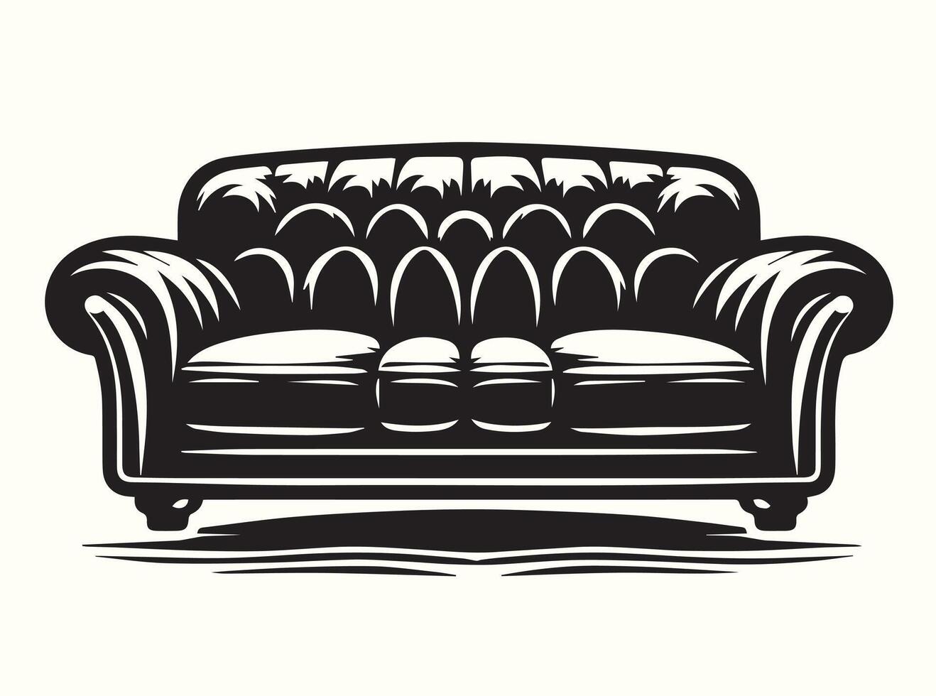 Black and white silhouette of couches in a minimalist design vector