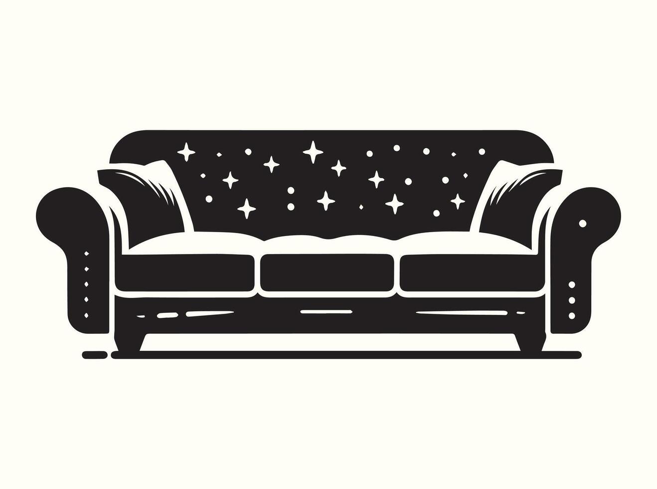 Black and white couch silhouette set for design and decoration vector
