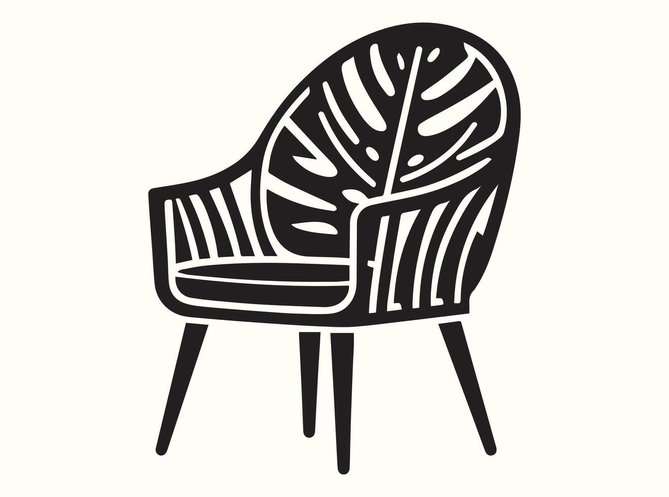 Minimalistic chair silhouette in black and white vector