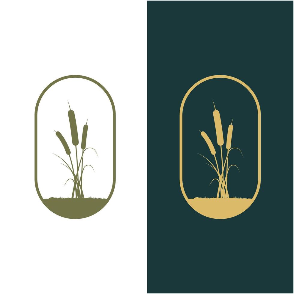set of simple cattail grass logo vector