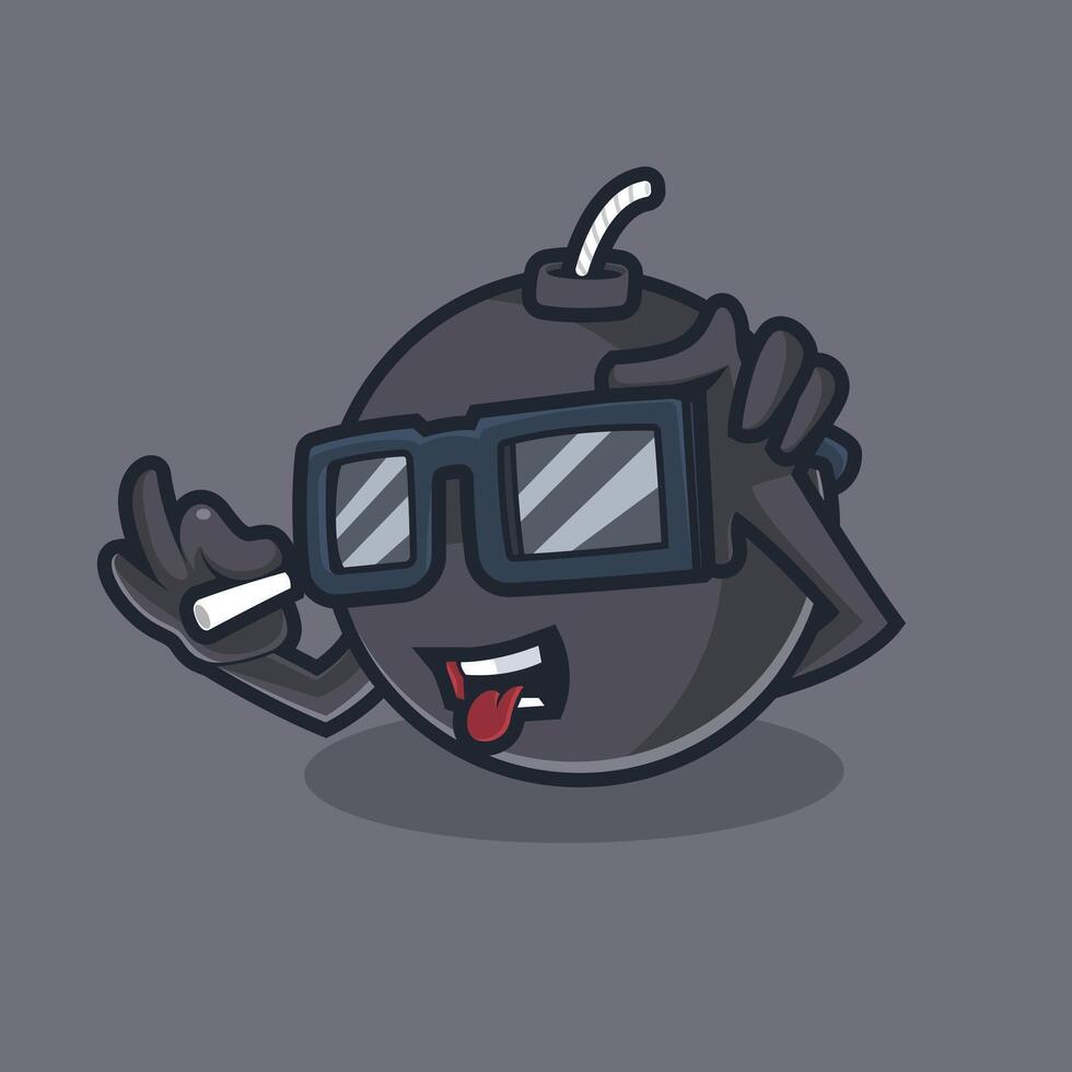 bomb character with glasses vector