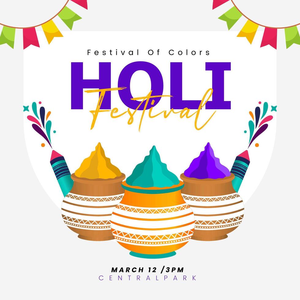Happy Holi Festival of Colours, Beautiful Social Media Template vector
