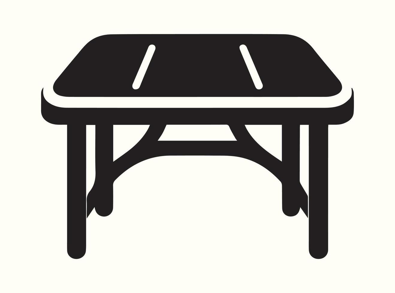 Simple black table outline silhouette on a white canvas vector