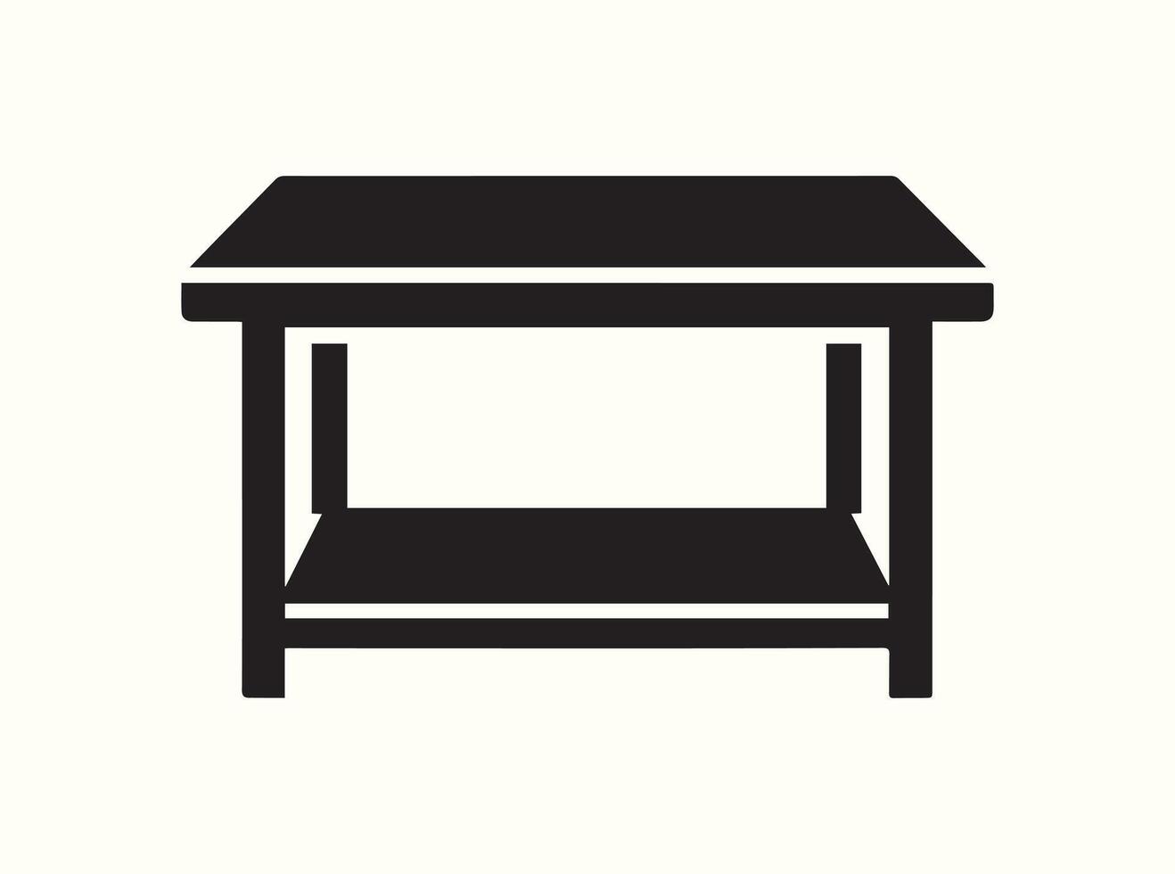 Isolated black table silhouette on a plain white background vector