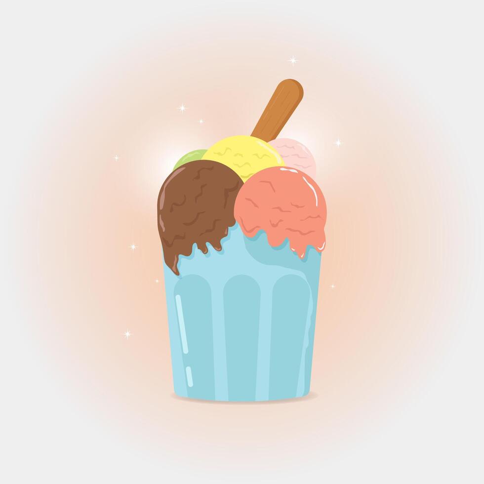 Sweet ice cream in cup design illustration vector