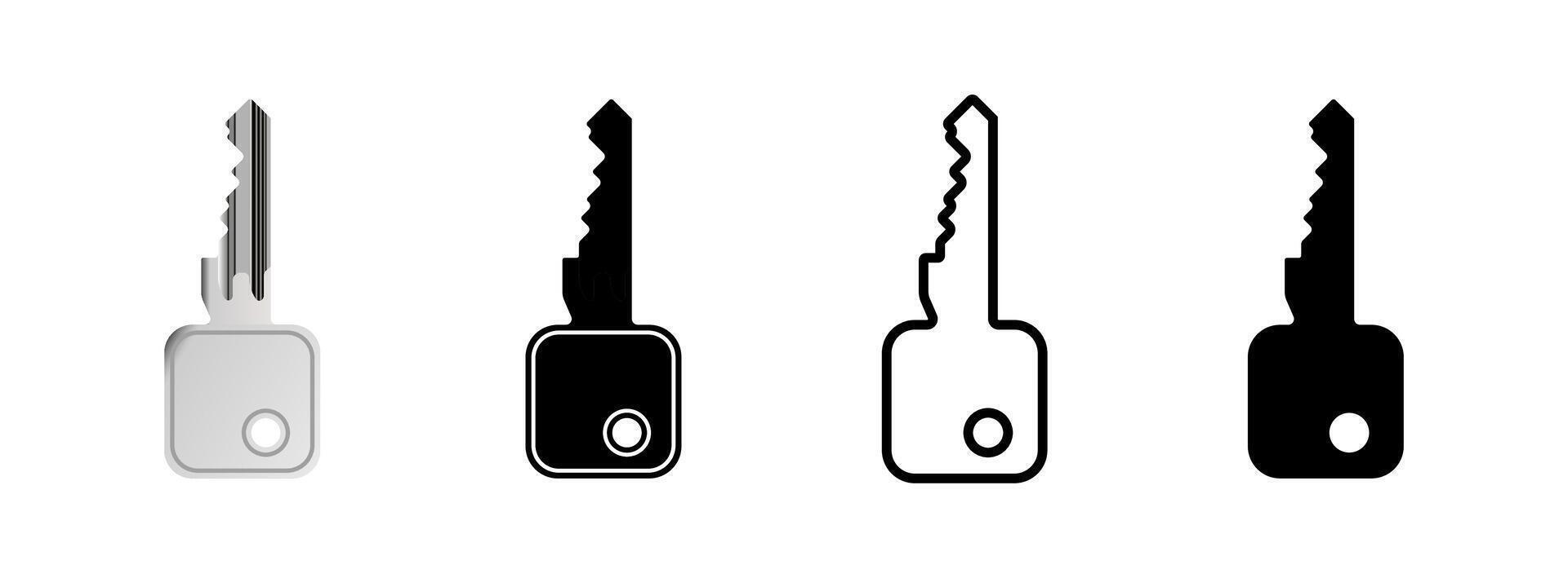 Key icon set, key sign set vector