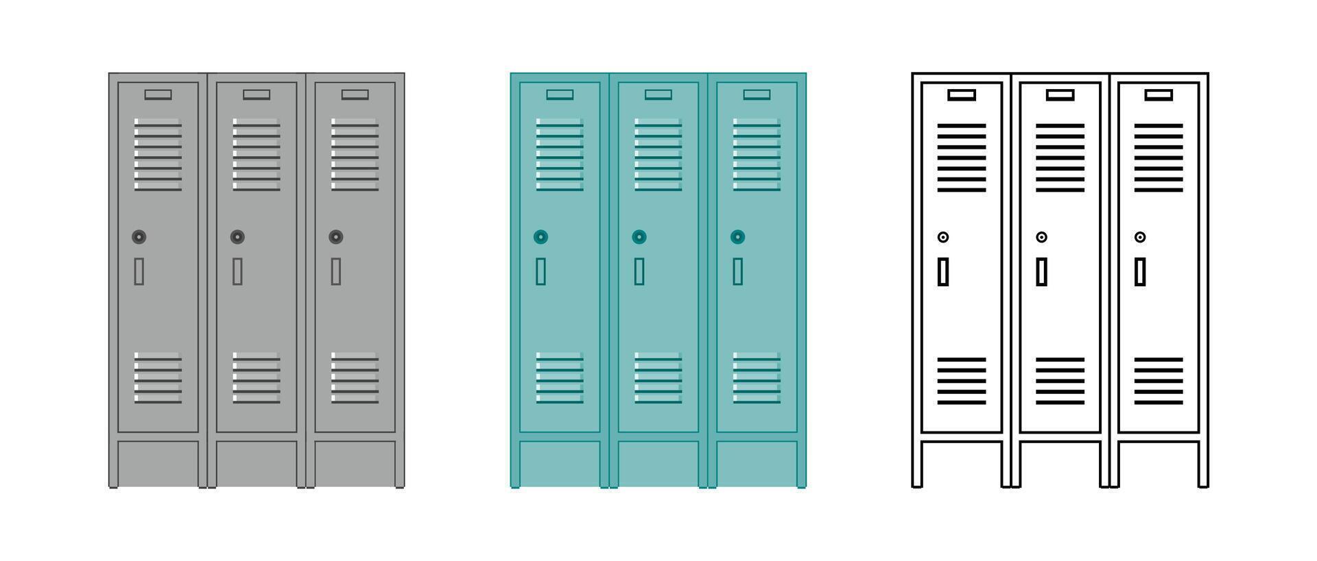 Locker Storage Icon Set in Color and Outline is a collection icon vector